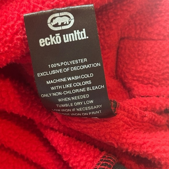 Ecko Unltd CutNSew Rhino Embroidered Hooded Pullover Red/Black Men’s Medium - Picture 8 of 8